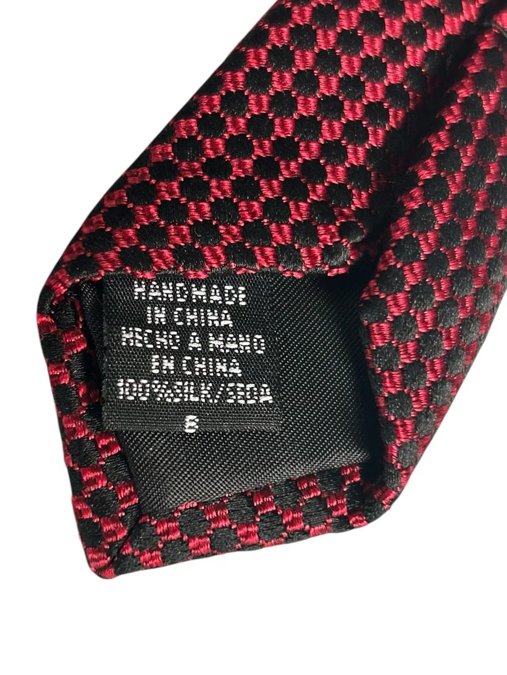 Geoffrey Beene 100% Silk Stain Resistant Red Black Tie Mens Preppy Formal Suit